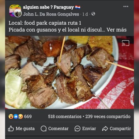 Denuncia publicada en las redes sociales.